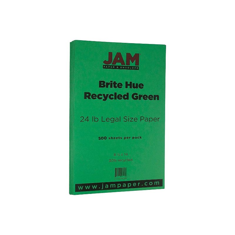 JAM Paper Legal Colored 24lb Paper 8.5 x 14 Green Recycled 500 Sheets/Ream 151053B, 1 of 3