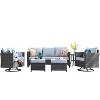 Ovios Tampa 6pc Wicker Outdoor Patio Furniture Conversation Sofa Set with Swivel Chairs and Cushions - 2 of 4