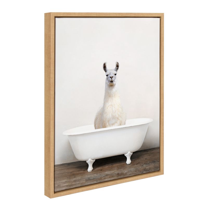 18&#34; x 24&#34; Sylvie Alpaca in The Tub Color Framed Canvas by Amy Peterson Natural - Kate &#38; Laurel All Things Decor, 1 of 7