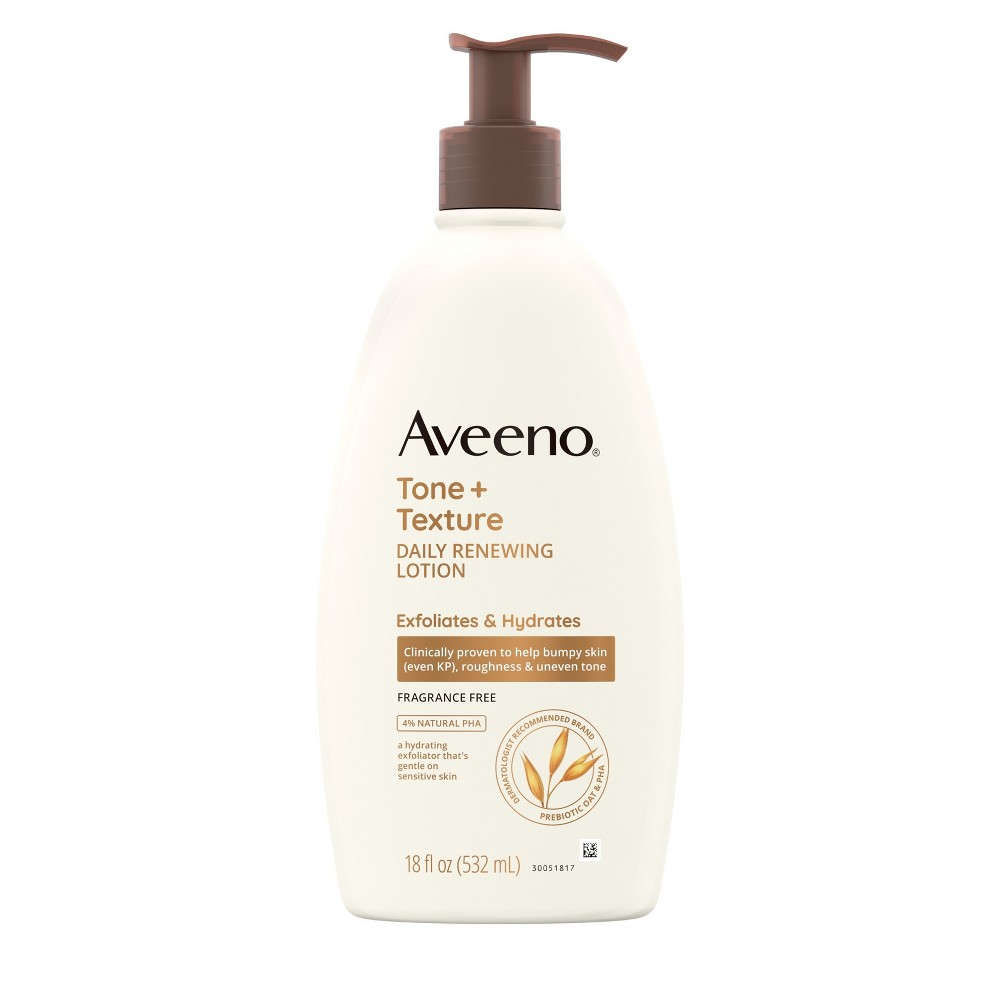 Photos - Shower Gel Aveeno Tone + Texture Daily Renewing Body Lotion, Fragrance-Free, 18 oz 