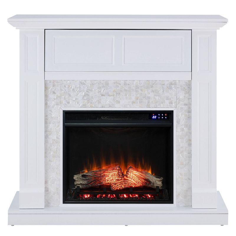 Nerrin Media Touch Screen Electric Fireplace with Tile Surround White - Aiden Lane, 5 of 17