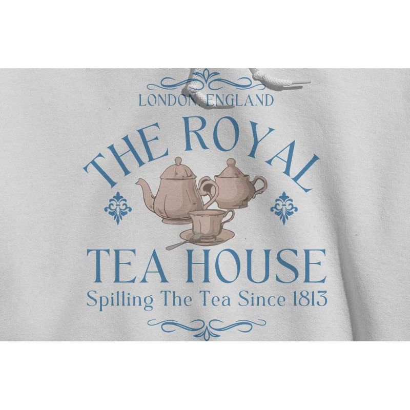 Rerun Island Women's The Royal Tea House Long Sleeve Oversized Graphic Cotton Sweatshirt Hoodie - White M, 2 of 4