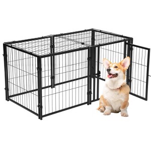 Heavy Duty Dog Crate w/Wheels - Escape-Proof Metal Kennel for Large/Medium/Small Dogs, Lockable Wheels & Slide-Out Tray - 1 of 4