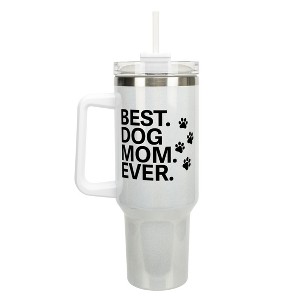 Elanze Designs Best Dog Mom Ever Pet Pawprint 40 oz. Stainless Steel, Large Water Bottle Coffee Mug, Spill & Leak Resistant, Thermal Travel Tumbler - 1 of 1