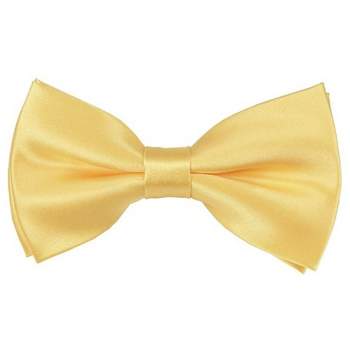 Thedappertie Men's Light Yellow Solid Color Pre-tied Clip On Bow 