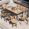 Pamapic 8-Piece Aluminum Outdoor Patio Dining Set with Rectangle Table, Small Side Table and 6-Stackable Chairs - 2 of 4