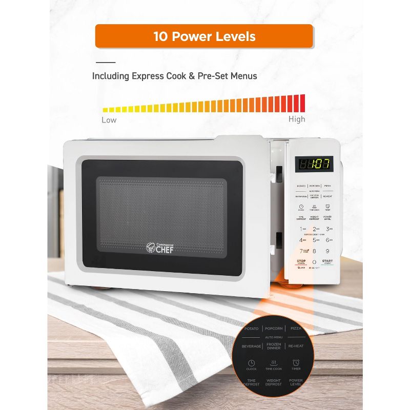 COMMERCIAL CHEF Countertop Microwave Oven 0.7 Cu. Ft. 700W, 4 of 9