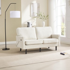 Lyngins Boucle Sofa with USB and Removable Pillow,Upholstered Loveseat Couch,Sofa Bed for Living Room,Bedroom - 1 of 4