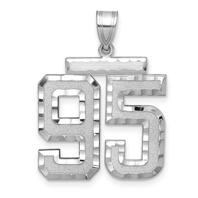 Black Bow Jewelry 14k White Gold, Varsity Collection, Large D/C Pendant, Number 95
