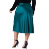 Agnes Orinda Women's Plus Size Silky Satin High Waist Hidden Elasticized Waistband Flared Casual Midi A-Line Skirts - 4 of 4