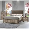Vynxaria Modern Tall Solid Wood Nightstand 2 Drawers Brown Finish Spacious Storage for Bedroom - 4 of 4