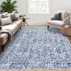5'x7' Vintage Floral Low Pile Rug, Non-Slip Washable Runner with Reinforced Edges, Stain Resistant Foldable Floor Cover, Blue - 2 of 4