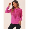 INSPIRE CHIC Women's Fringe Long Sleeve Button Down Disco Party Shirts - 2 of 4