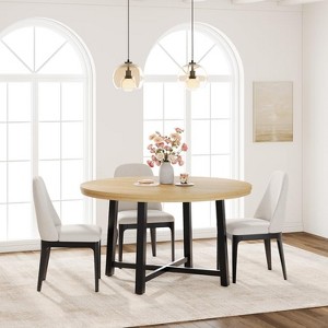 47'' Round Dining Table, Industrial Round Kitchen Table for 4-6 People, Wooden Kitchen Furniture with Heavy Duty Metal Legs for Small Dining Room - 1 of 3