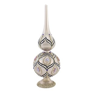 Miss Christmas 11.5 Inch Embellished Freestanding Tabletop Decoration Christmas Tree Topper , Christmas Decor Finial Peacock Art (1PC) - 1 of 4
