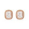 Steeltime Ladies brass simulated emerald cut diamonds stud earrings. Color Options: Gold, Rose Gold - 2 of 4