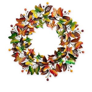 Wind & Weather Handcrafted Autumn Metal Butterfly Wreath - 1 of 3