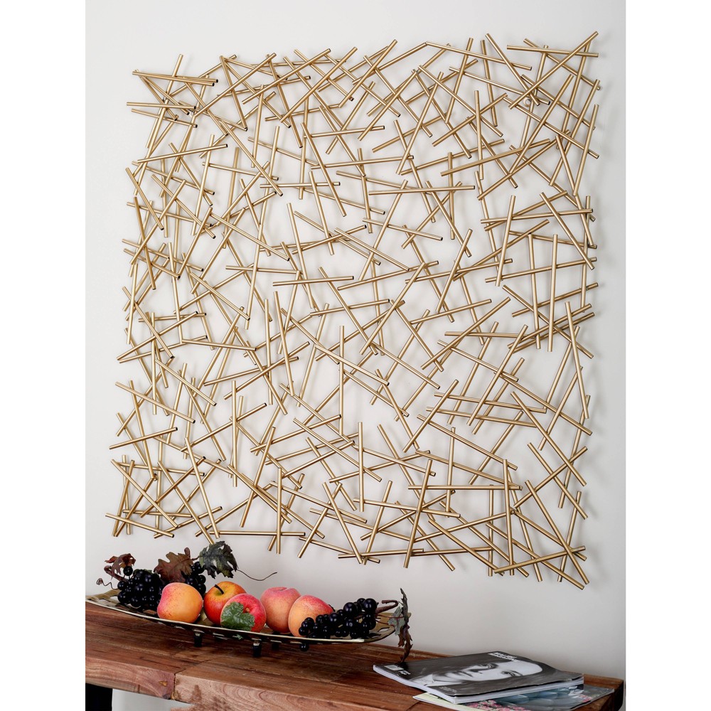 Photos - Other Decoration Contemporary Metal Geometric Overlapping Lines Wall Decor Gold - Olivia &