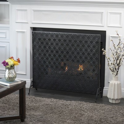 NicBex Lattice Fireplace Screen Fireplace Cover Large Double Panel with Hinged Doors for Living Room