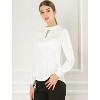 INSPIRE CHIC Women's Office Keyhole Elegant Stand Collar Long Sleeve Button Blouse - 2 of 4