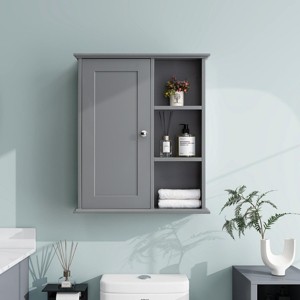 ChicFurnit Bathroom Storage Cabinet Upgraded Wall Mounted Over the Toilet Storage Cabinet for Bathroom Use, Gray, 29.9"*15.7"*8.7" - 1 of 4