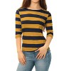 INSPIRE CHIC Women's Stripes Casual Basic Elbow Sleeves Boat Neck Slim Fit T-Shirts - 2 of 4