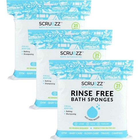 Scrubzz Disposable Rinse Free Bath Sponges - 75 Pack : Target