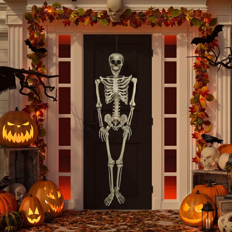 Northlight 5' Life Size Skeleton Indoor/Outdoor Halloween Decoration - White/Gray, 2 of 7