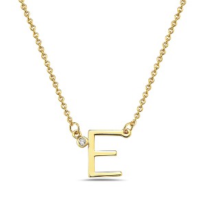 Stylish 14k gold plated initial necklace adorned with sparkling cubic zirconia for a personalized and elegant touch. - 1 of 2