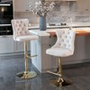 OUTSUPPLY Set of 2 Luxury Swivel Velvet Bar Stools, Adjustable Height, Tufted Back, Stable Base - 3 of 4