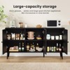 Lirago Black Rattan Sideboard 39.37"x15.75"x39.37"3-Door Kitchen Storage Cabinet with Natural Texture for Dining Room and Living Space - 3 of 4