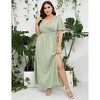 Coolmee Women's Plus Size Maxi Dress Wrap V Neck Short Sleeve High Waist Side Split Flowy A Line Casual Elegant Floral Long Dress - 3 of 4