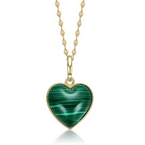 Guili Sterling Silver 14K Gold Plated Necklace with Emerald Green Enamel Heart Pendant, Combining Elegance and Charm for a Timeless Look. - 1 of 3