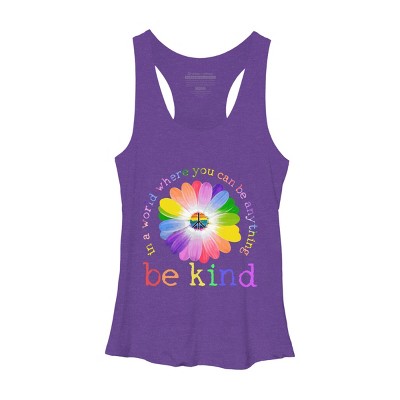 Women's Design By Humans In A World Where You Can Be Anything Be Kind Lgbt By DragonTee Racerback Tank Top - Purple Heather - Medium