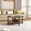 Whizmax Round Coffee Table, Rustic Wooden Surface Top & Sturdy Metal Legs Industrial Sofa Table for Living Room - 4 of 4
