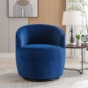 25.6"Swivel Accent 360°Swivel  Armchair Barrel Chair With Black Powder Coating Metal Ring，White+Velvet - 3 of 4