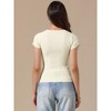 INSPIRE CHIC Women's Crew Collar Casual Office Ribbed Slim Fit Short Sleeves Summer Tops - 3 of 4