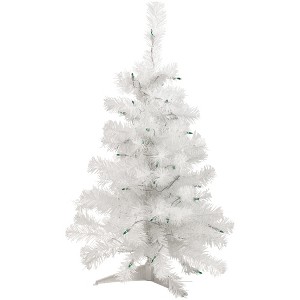 Northlight 3' Prelit Artificial Christmas Tree Slim White Tinsel - Green Lights - 1 of 4