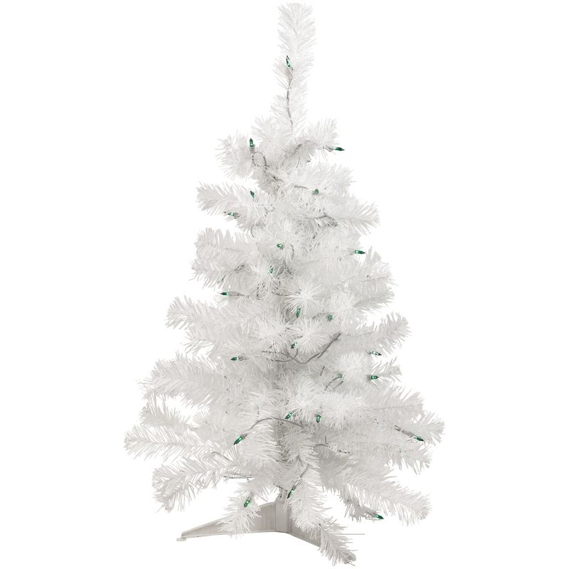 Northlight 3' Prelit Artificial Christmas Tree Slim White Tinsel - Green Lights, 1 of 7