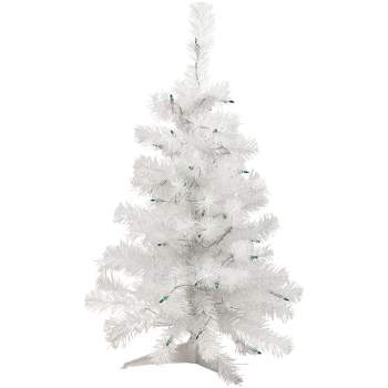 Northlight 3' Prelit Artificial Christmas Tree Slim White Tinsel - Green Lights
