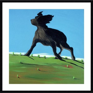 Amanti Art 33"x33" Amazing Black Dog by Marjorie Weiss Wood Framed Wall Art Print : Modern Decor, Animal Lithograph, Hardwood Frame - 1 of 4