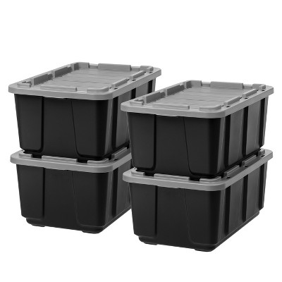 Iris Usa 6 Pack 76qt/19gal Heavy-duty Storage Plastic Bin Tote Container,  Black : Target