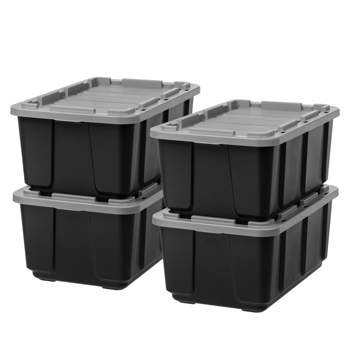 32gal Latching Rolling Storage Tote Green with Gray Handle and Latches -  Brightroom™