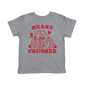 Toddler Heart Crusher Tshirt Funny Valentine's Day Pick Up Truck Tshirt - Crazy Dog Toddler T Shirt - 1 of 4