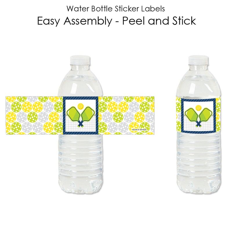 Big Dot of Happiness Let’s Rally - Pickleball - Birthday or Retirement Party Water Bottle Sticker Labels - Set of 20, 2 of 6