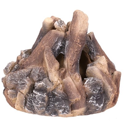 Barton Living Ceramic Bonefire Style Firepit Decoration Wood 15" Fire Log Realistic Outdoor