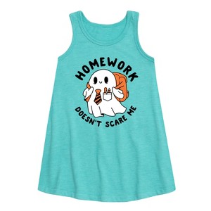 Girls' - Instant Message - Homework Ghost Graphic Sleeveless Aline Dress - 1 of 4