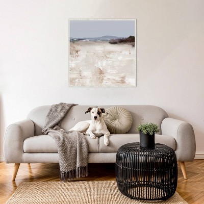 30"x30" Beaded White Framed Abstract Landscape Canvas Print