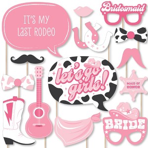 Big Dot of Happiness Last Rodeo - Pink Cowgirl Bachelorette Party Photo Booth Props Kit - 20 Count - 1 of 4