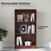 Infurnic Decorative Bookshelf, Tall Modern Wood Bookshelf with Three Shelves, for Living Room or Library Bookcase, Brown, 11.6"*24.4"*44.1" - 3 of 4